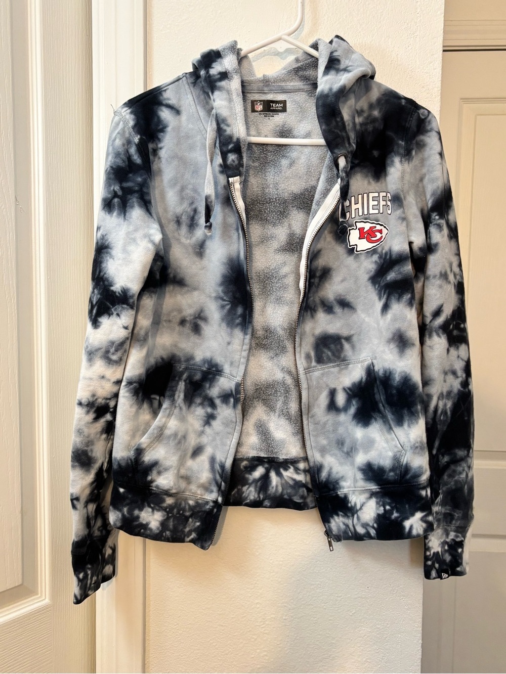 NFL Kansas City Chiefs Tie-Dye Zip Hoodie Jacket - Black & White